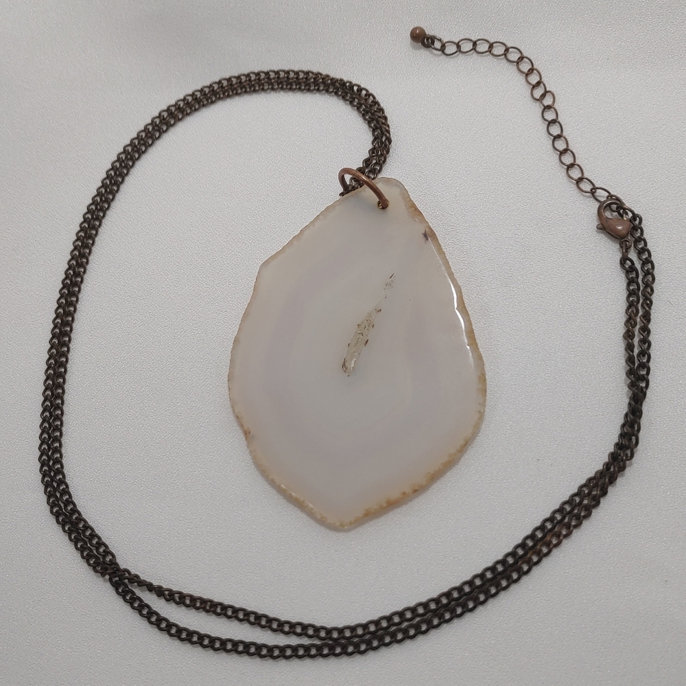 🏷️ Agate Slice Geode Necklace over 30"